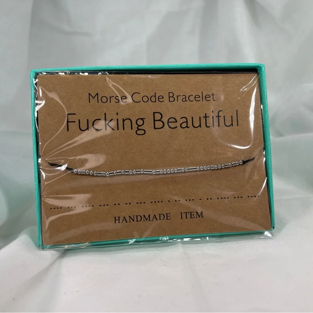 F$Cking Beautiful Morse Code Minimalist Funny Humor Spirit Gift Bracelet in Box